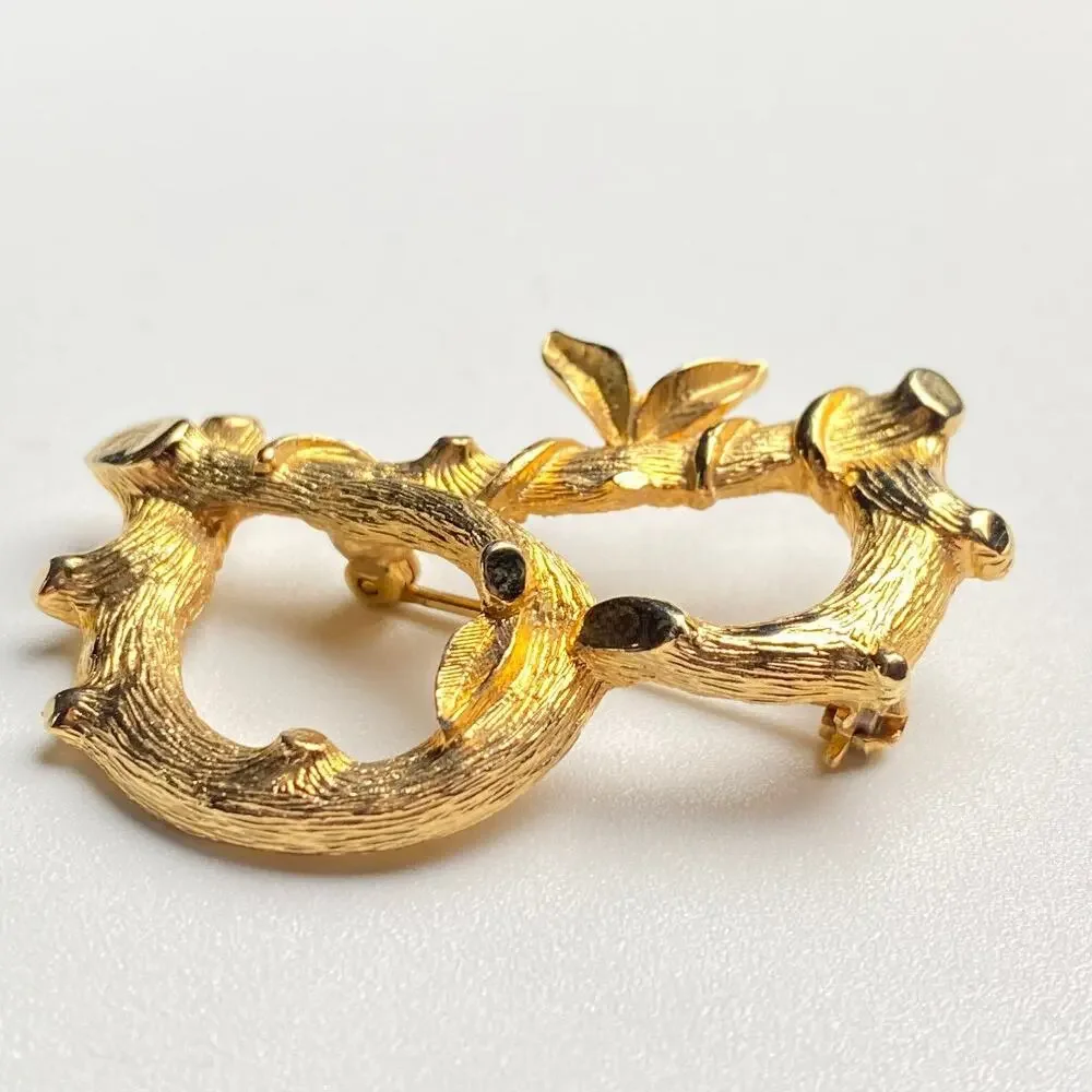 Sarah Coventry Letter B Brooch Vintage Gold Bamboo Twig Pin